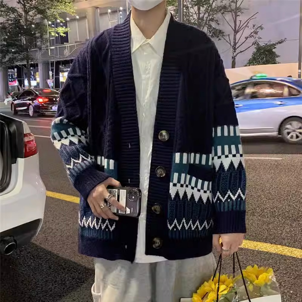 Áo sweater Cao Cấp Phong Cách Đường Phố Hồng Kông Mỹ Thời Trang Thu Đông Cho Nam