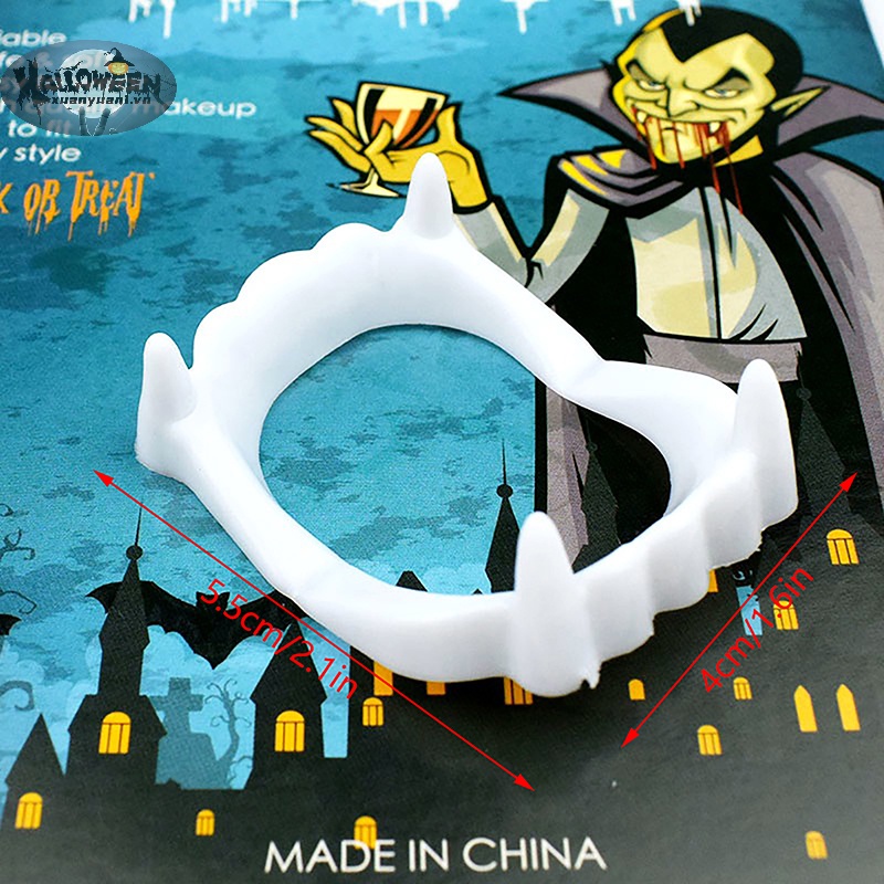 1 Cặp Răng Nanh Giả Dạ Quang Hóa Trang Ma Cà Rồng halloween