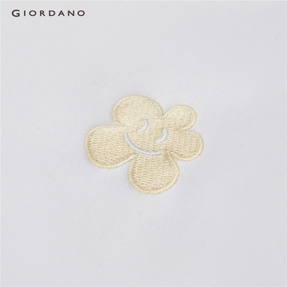 Áo nỉ nữ GIORDANO 05323812 vải lót lông cừu thêu hoa thời trang