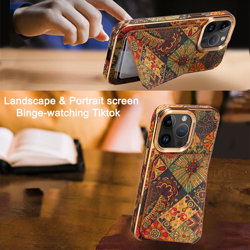 Ốp Điện Thoại Bằng Gỗ Có Ngăn Đựng Thẻ Hình Hoa Cho iphone 15 pro max 15 plus / 15 pro / 14 pro max / 14 plus / 12 13 pro max 2 Trong 13 pro max