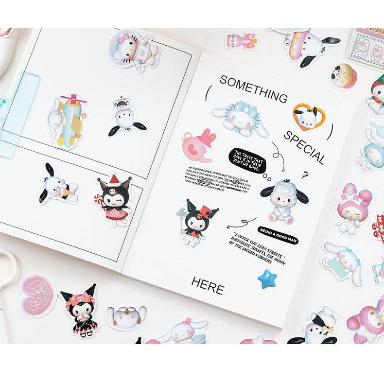 Hoạt Hình Nhãn Dán Giấy 3D Hình sanrio kuromi melody Cinnamoroll