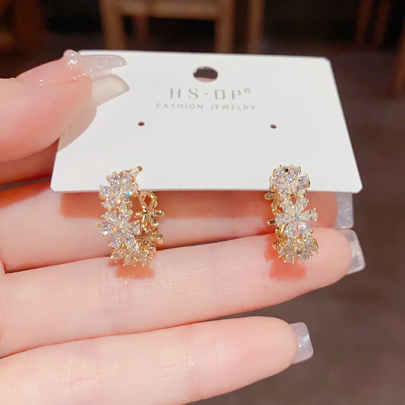 Bông Tai Đính Đá zircon Thời Trang Nhật Hàn Tinh Tế Cao Cấp