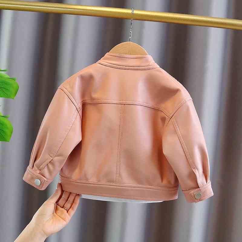 Áo Khoác Da Phong Cách Phương Tây Thời Trang Mùa Thu Cho Bé Gái