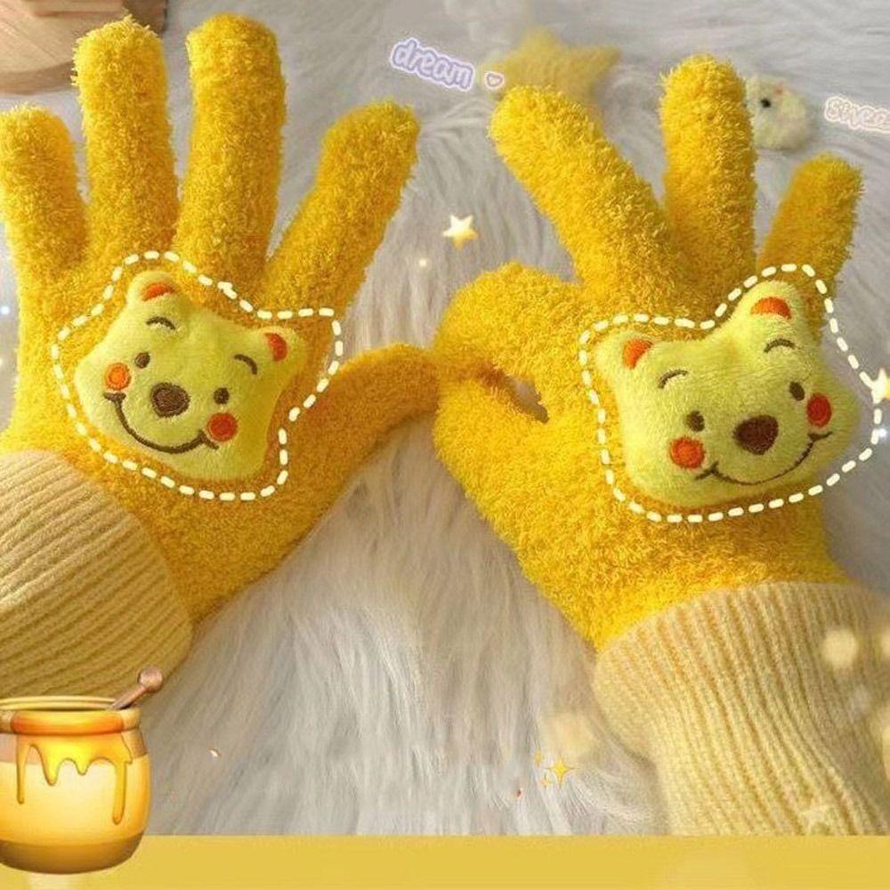 Epoch Găng Tay Lái Xe Năm Ngón Hình Gấu Bông Dày Dặn Phong Cách Hàn Quốc