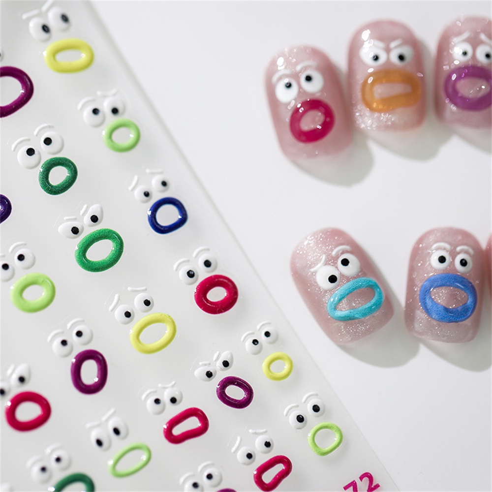 New Craft Phim Hoạt Hình Dễ Thương Vui Nhộn Đôi Mắt Nhỏ Miệng Kỳ Lạ Vui Big Mouth Phim Hoạt Hình Nail Art Sticker Jelly Series Prettyhat