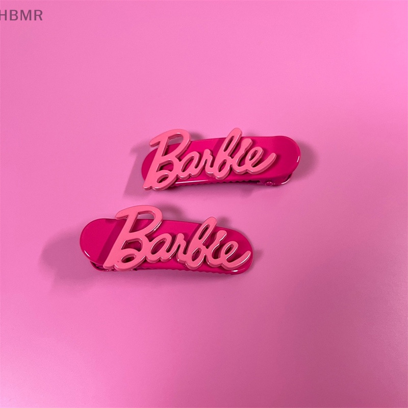 Kẹp Tóc Mái Màu Đỏ Hồng Với Họa Tiết Chữ Búp Bê barbie Quà Tặng Cho Bạn Gái