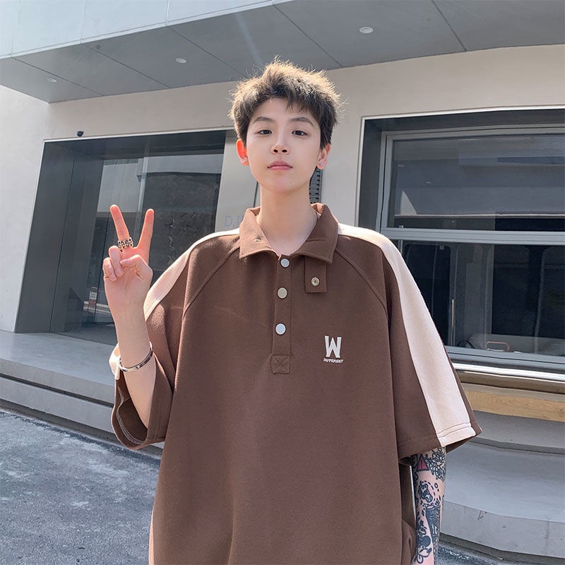 Áo Polo Kiểu Mỹ Nam Ngắn Tay Áo ,Quần Áo Thiếu Niên Triều Thương Hiệu Xu Hướng , áo nam