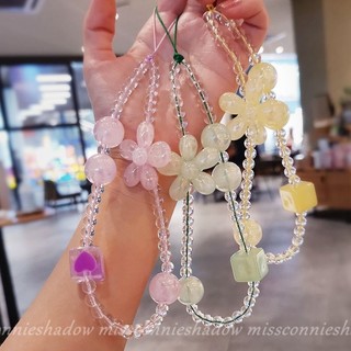  Dây Đeo Điện Thoại acrylic Đính Hạt Ngọc Trai   Hoa Xinh Xắn Cho Nữ 