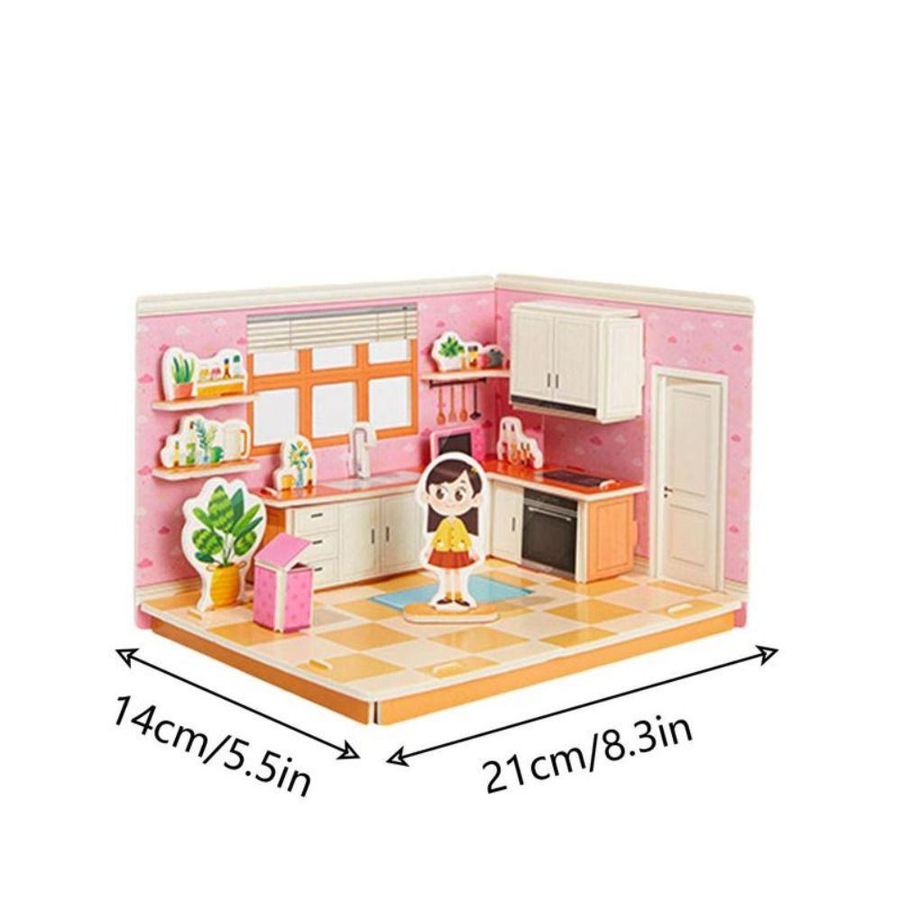 Mmluck Mô Hình Đồ Chơi Xếp Hình Phòng Bếp Phòng Ngủ 3d Thủ Công Dành Cho Trẻ