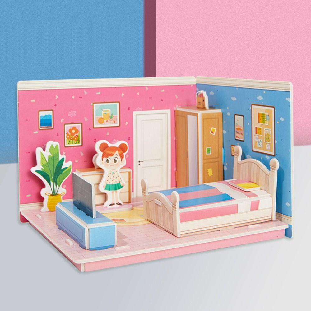 Mmluck Mô Hình Đồ Chơi Xếp Hình Phòng Bếp Phòng Ngủ 3d Thủ Công Dành Cho Trẻ