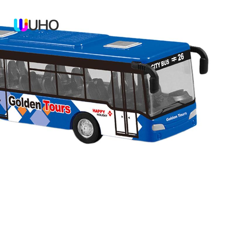 Mô Hình Xe Buýt Kéo Lưng Dài Bằng Hợp Kim Trang Trí Lễ Hội