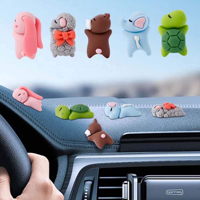 1 Phụ Kiện Trang Trí Mini Kiểu Dáng Động Vật Hoạt Hình Dễ Thương Cho Xe Hơi