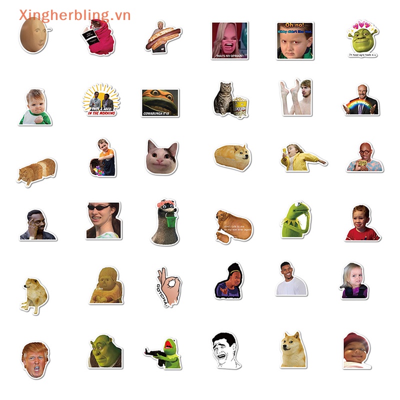 Bộ 50 Miếng Dán Chống Thấm Nước Hình Biểu Cảm Vui Nhộn Trang Trí laptop Ván Trượt