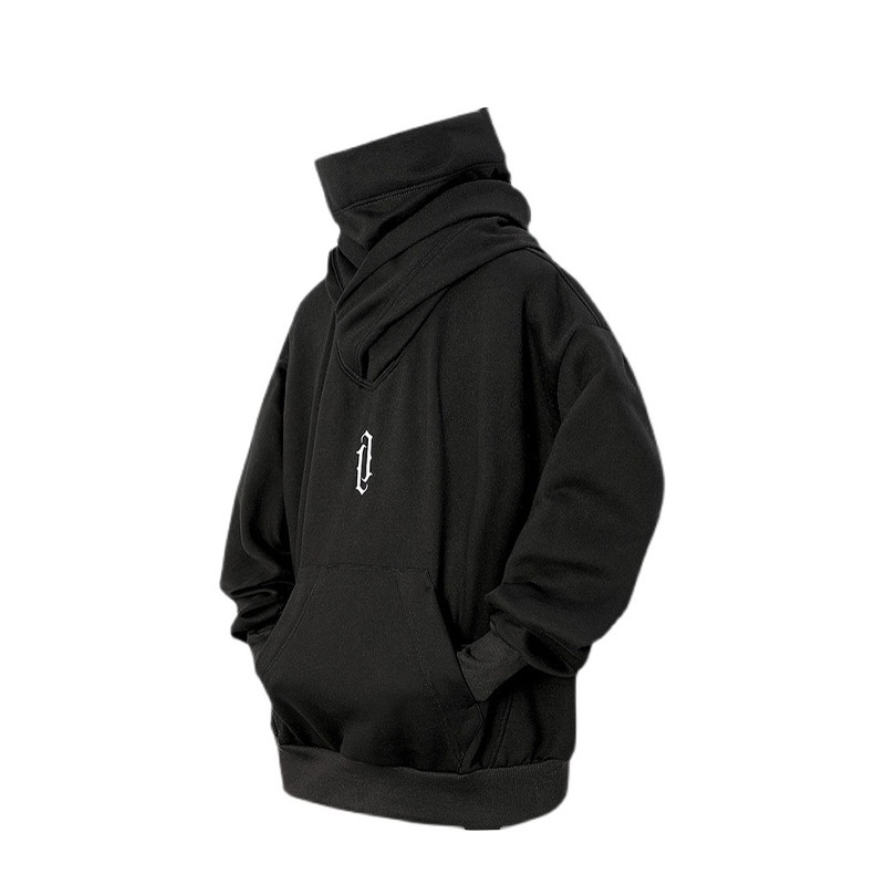 Áo Hoodie Cổ Cao Dáng Rộng Thêu Họa Tiết Phong Cách Đường Phố Thời Trang Thu Đông Cho Nam Và Nữ