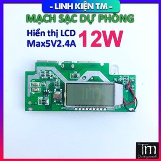 Mạch sạc dự phòng 12w hiển thị lcd mạch xanh
