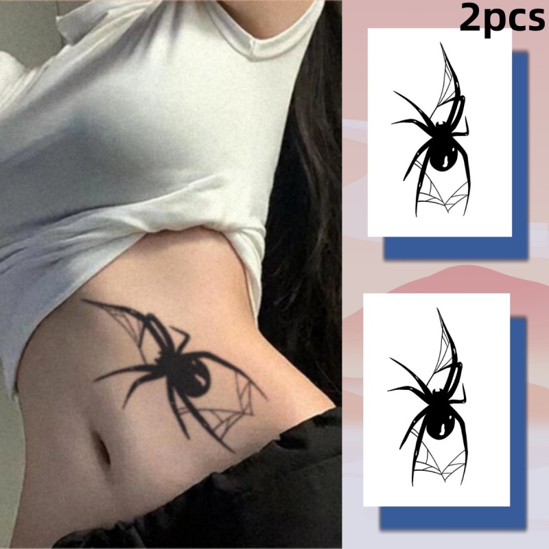 Đen Hình Xăm Dán Tạm Thời Trong 15 Ngày Hình Nhện Và Cây Lá