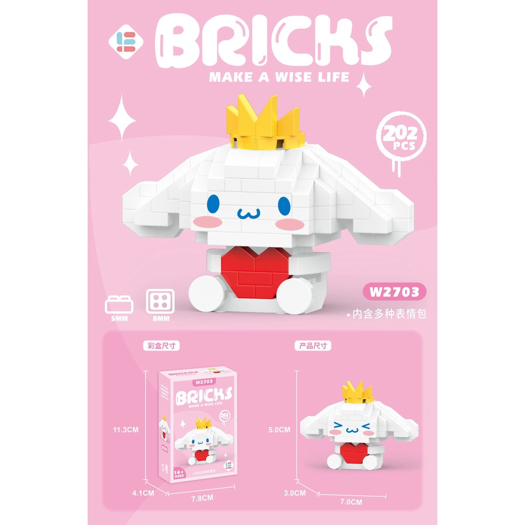 Bộ Sưu Tập Bộ Sưu Tập Khối Xây Dựng kawaii sanrioed Nhỏ Kim Cương Cho Bé Gái