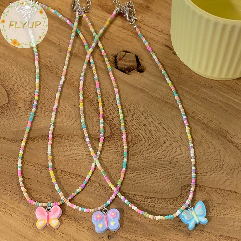 Flyup Dây Chuyền Mặt Bướm acrylic Nhiều Màu Sắc Phong Cách boho y2k Cho Nữ vn
