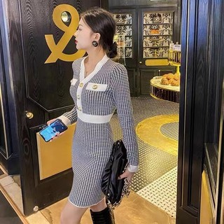 Đầm Dệt Kim Tay Dài Cổ Chữ v Dáng Ôm Thời Trang Cao Cấp Cho Nữ