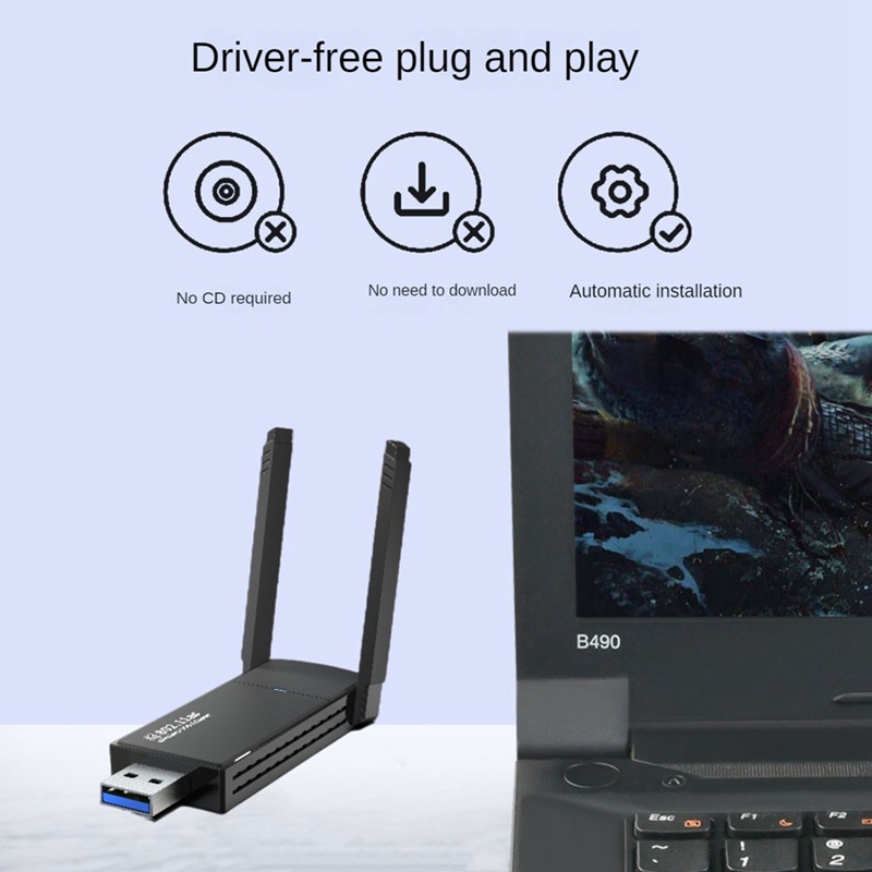 Chip usb Thu Sóng wifi 1300Mbps 2.4g / 5g Băng Tần Kép Cho pc