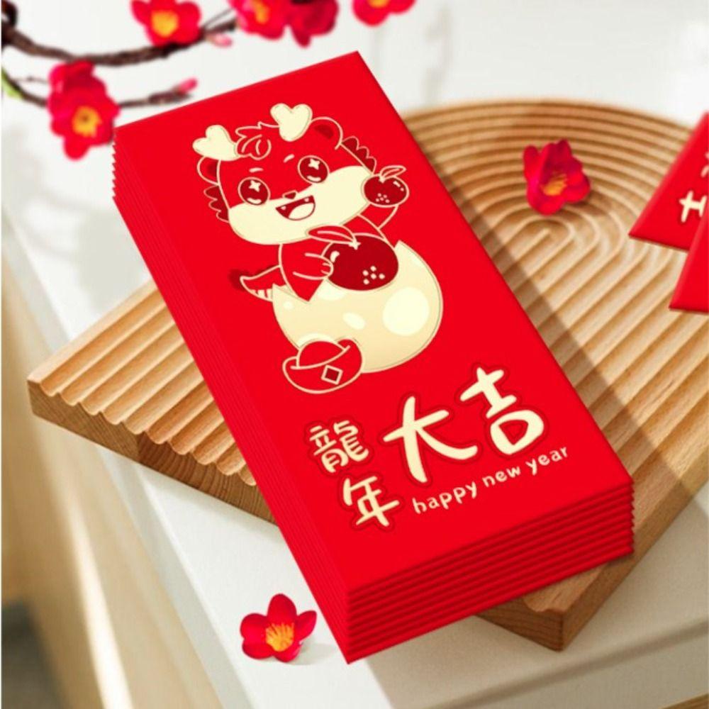 Lưng2 Bao Lì Xì Năm Mới May Mắn Họa Tiết Rồng Phong Cách Trung Hoa