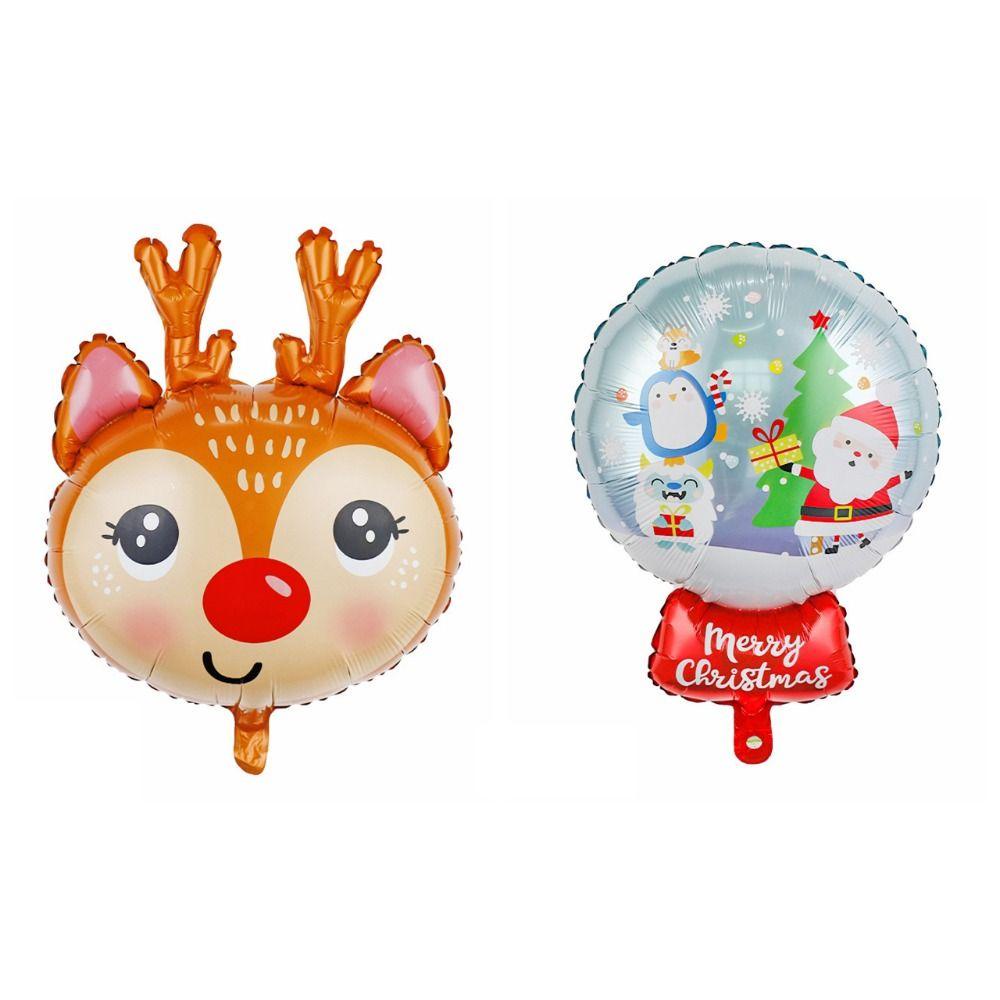 Bong Bóng Màng Nhôm Hình Ông Già Noel Tuần Lộc 3d Trang Trí Cây Thông Giáng Sinh
