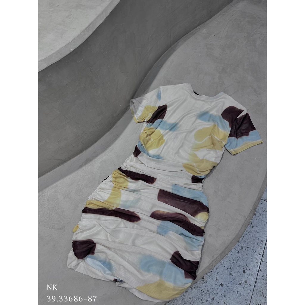 Đầm body lưới loang nhúng eo y2k