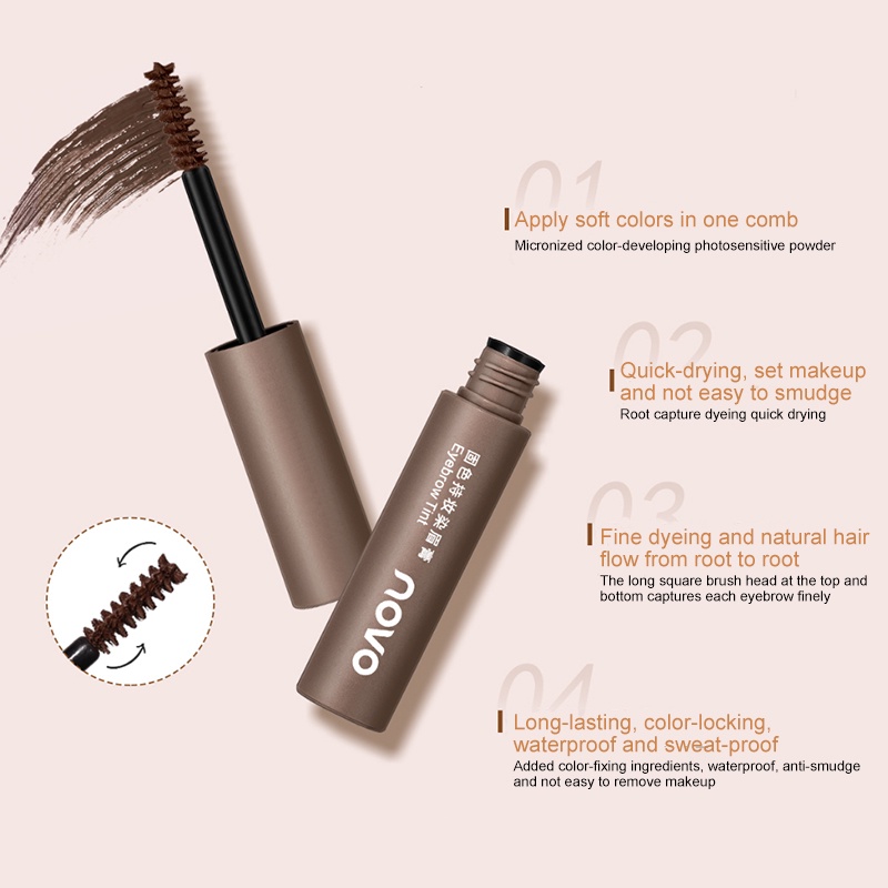 Kem Nhuộm Lông Mày Dạng Lỏng NOVO Chống Thấm Nước Không Phai Màu Trang Điểm Tự Nhiên Lâu Trôi  HB