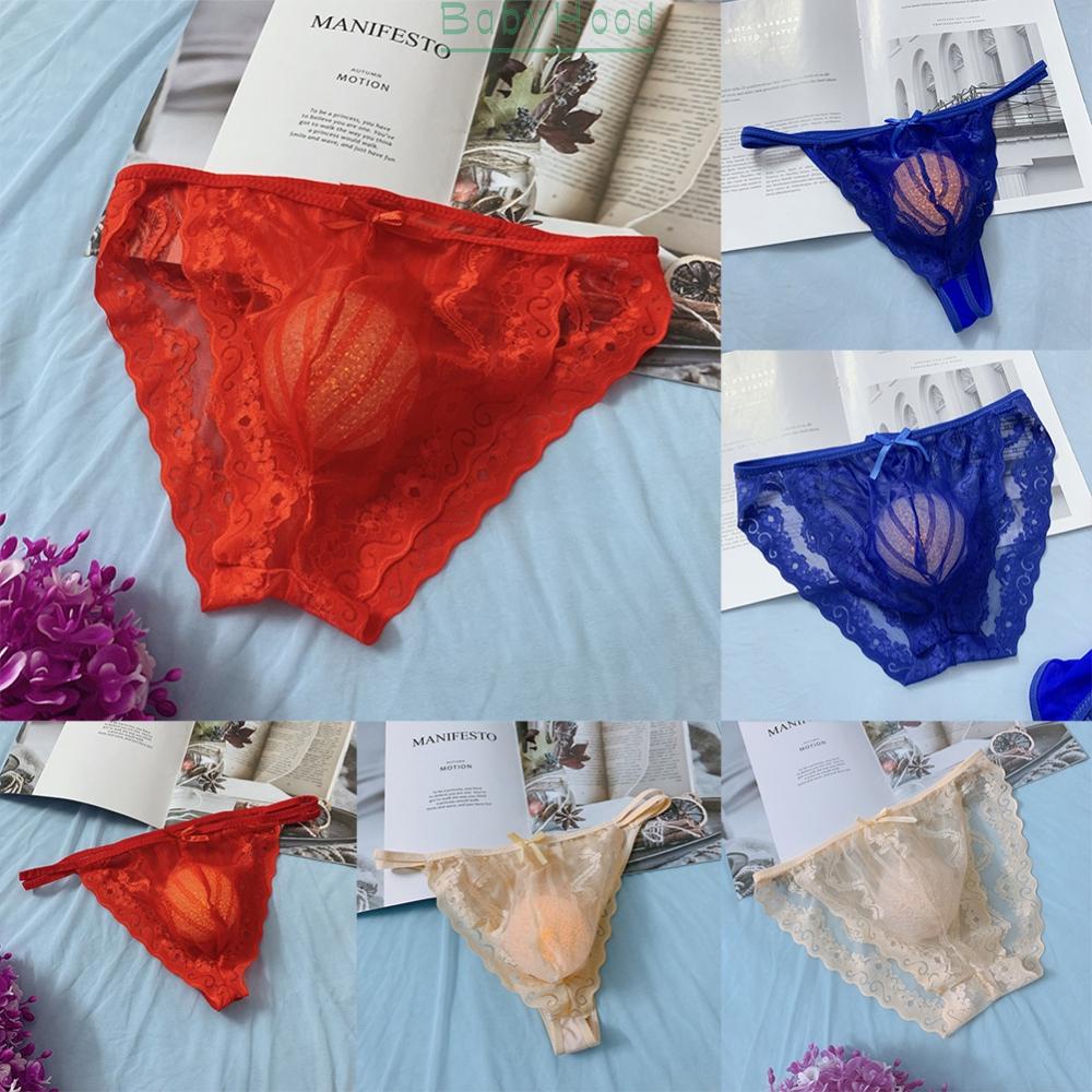 Men Sexy Lace Thong Briefs Underwear bikini pouch G string jockstrap See-through#BBHOOD