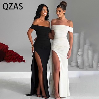 Qzas đầm lệch vai xẻ tà gợi cảm vừa vặn 23452