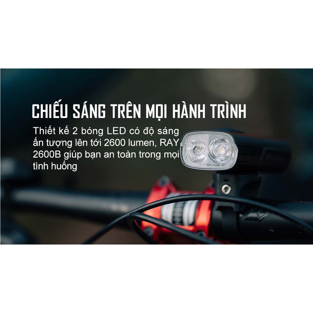 Đèn xe đạp MAGICSHINE RAY2600B sáng 2600 lumen pin 6700mAH