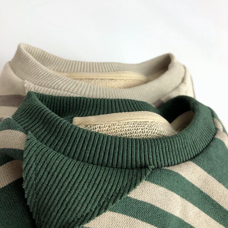 Áo Sweater oversize Kẻ Sọc Bằng Vải cotton Thời Trang Xuân Thu Phong Cách Hàn Quốc Cho Bé Trai Và Gái