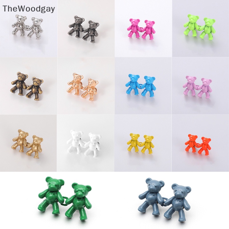 Thewoodgay 1 Cặp Nút Thắt Lưng Quần jean Thay Thế Hình Gấu Có Thể Điều Chỉnh