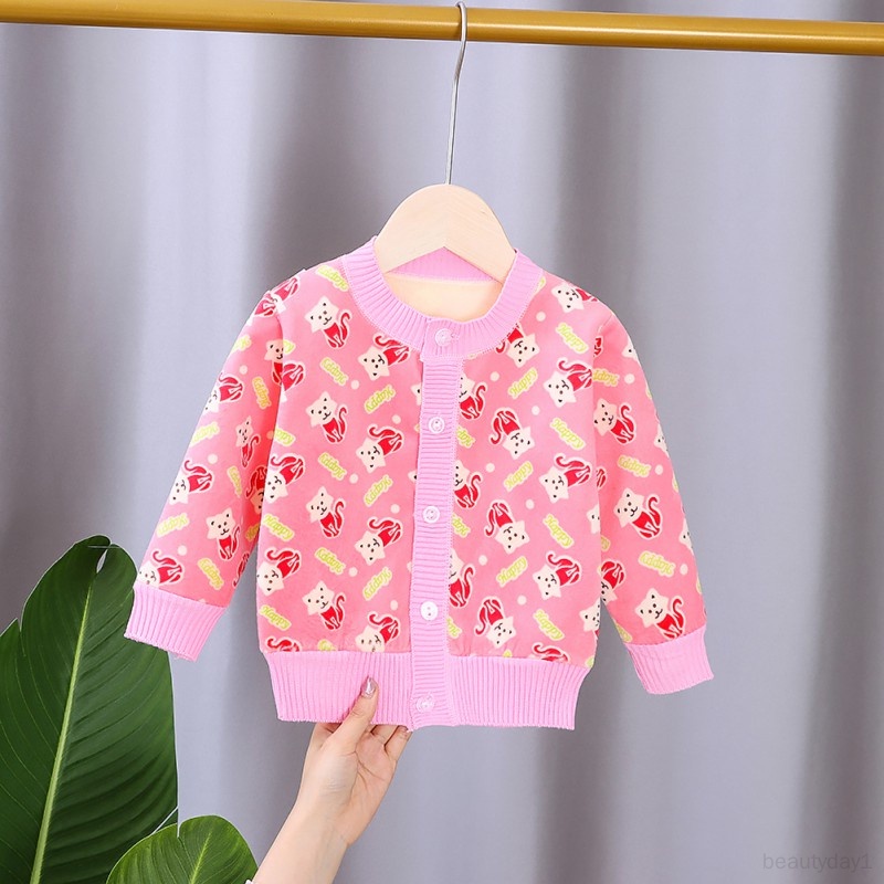 Áo Khoác Cardigan Dệt Kim In Hoạt Hình Dễ Thương Cho Bé