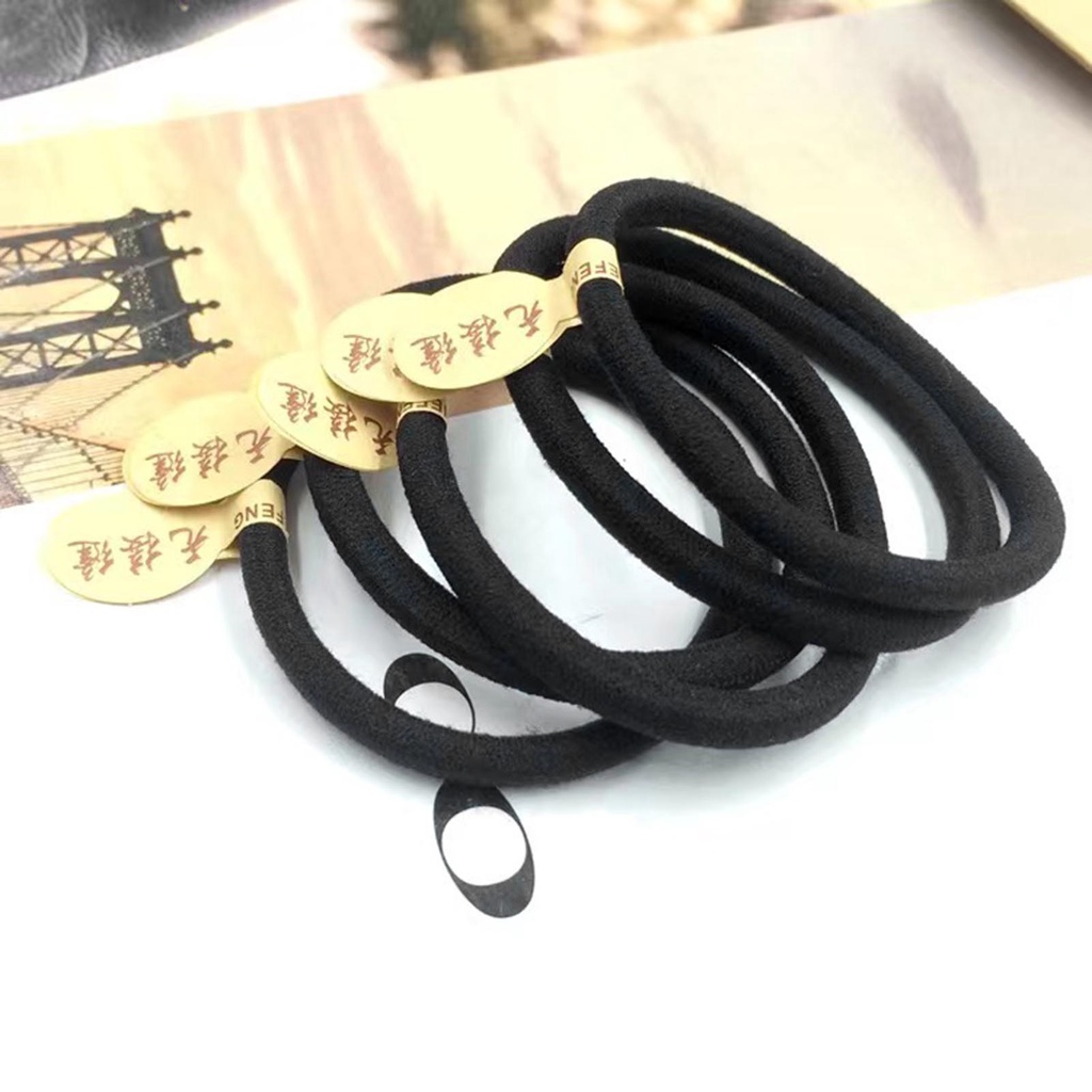 Broadfashion Dây Buộc Tóc Dày Không Đường May Độ Co Giãn Cao Siêu Bền Màu Đen Dành Cho Nữ Mặc Hàng Ngày