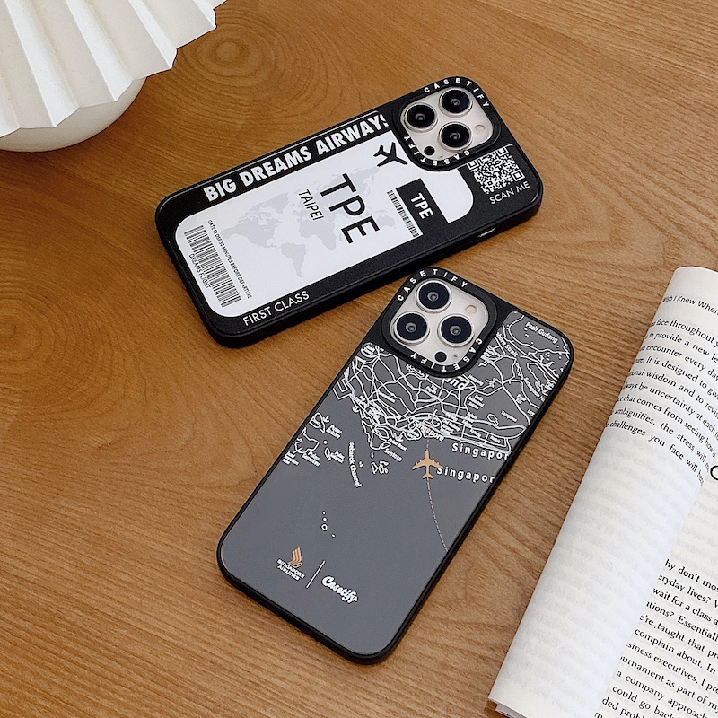 Ốp Điện Thoại Cứng Tráng Gương Hình Vé Máy Bay Cho iphone 15 14 13 12 11 pro max plus