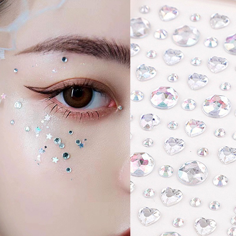 Miếng Dán Mặt / Cơ Thể Bằng Vải Tuyn Hình Bướm Đính Đá Nhiều Màu Trang Trí Nghệ Thuật