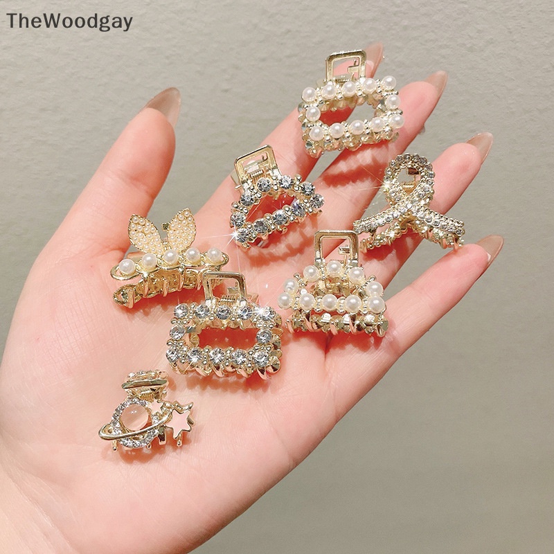 Kẹp Tóc Càng Cua mini Đính Hạt Ngọc Trai Phong Cách retro Cho Nữ