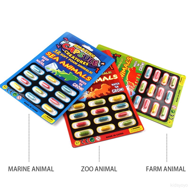 Bộ 12 Đồ Chơi Mở Rộng Hình Viên Thuốc Bơm Hơi Nhiều Màu Sắc Sáng Tạo Cho Bé