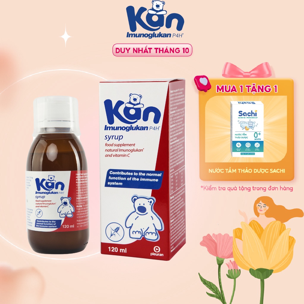 Siro Kan ImunoGlukan hỗ trợ miễn dịch nâng cao sức đề kháng cho bé - chai 120ml