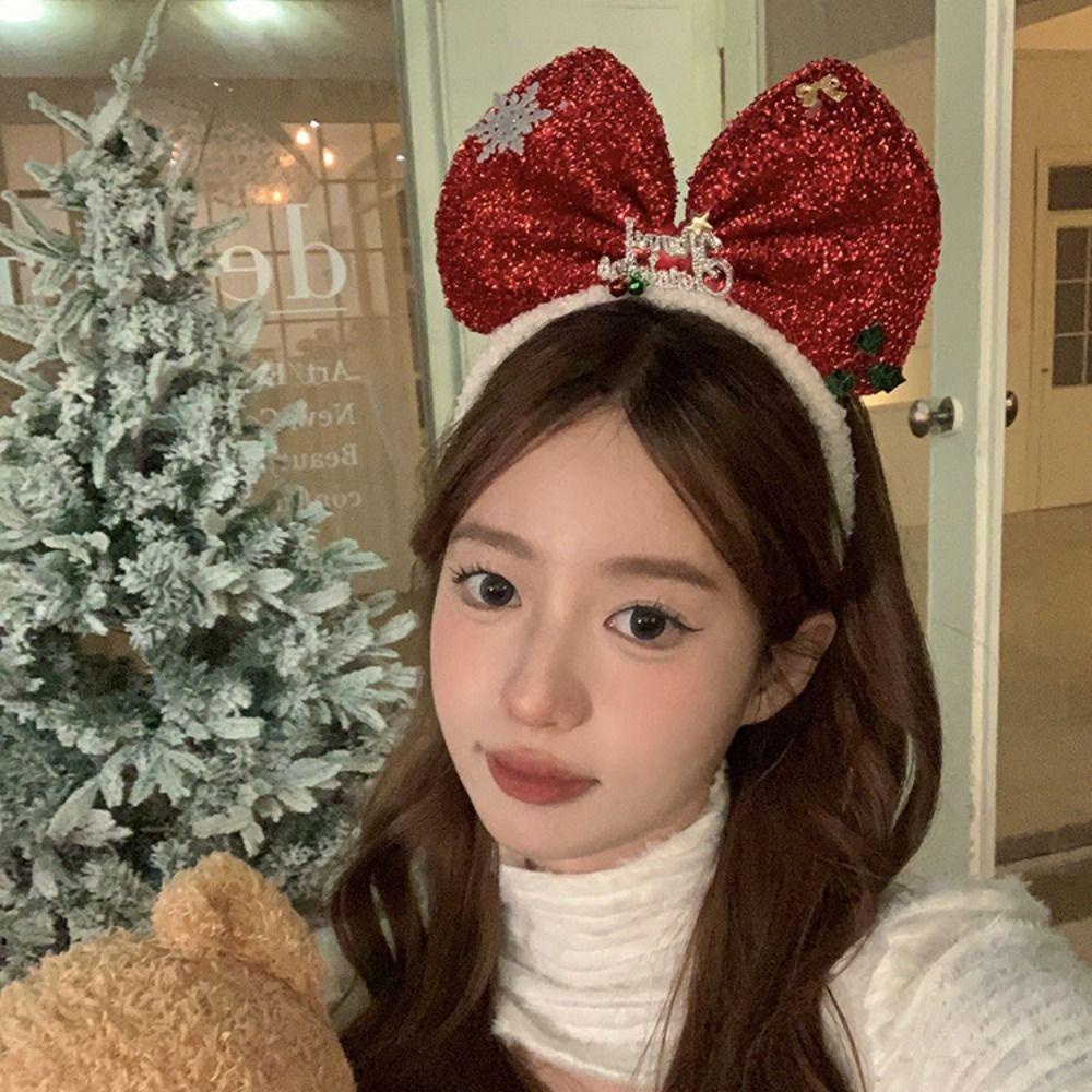 Băng Đô Vải Bông Đính Nơ Phong Cách Giáng Sinh Hàn Quốc Chống Trượt