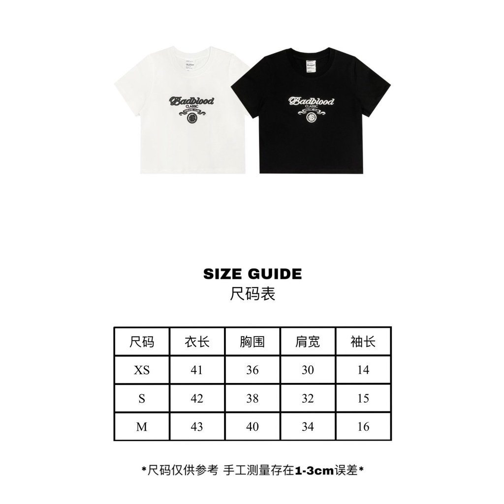Badblood Áo Thun Tay Ngắn Thêu logo Ba Chiều Phong Cách Hàn Quốc Thời Trang Mùa Hè Cho Nữ