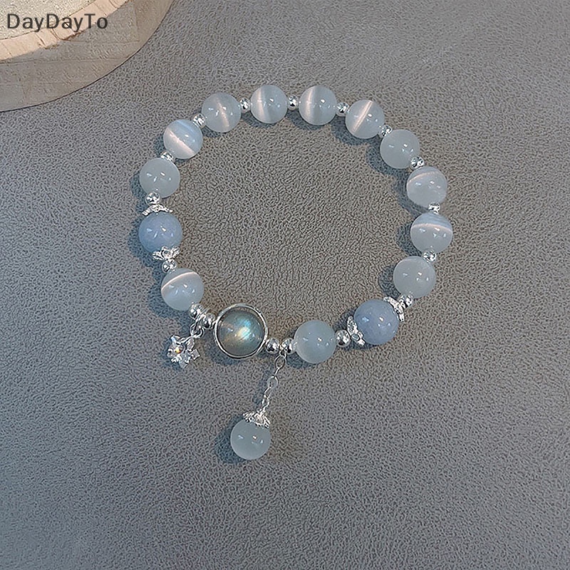 Vòng Tay Chuỗi Hạt Pha Lê Ánh Sáng Xanh Dương Nhạt Chính Hãng Cho Nữ