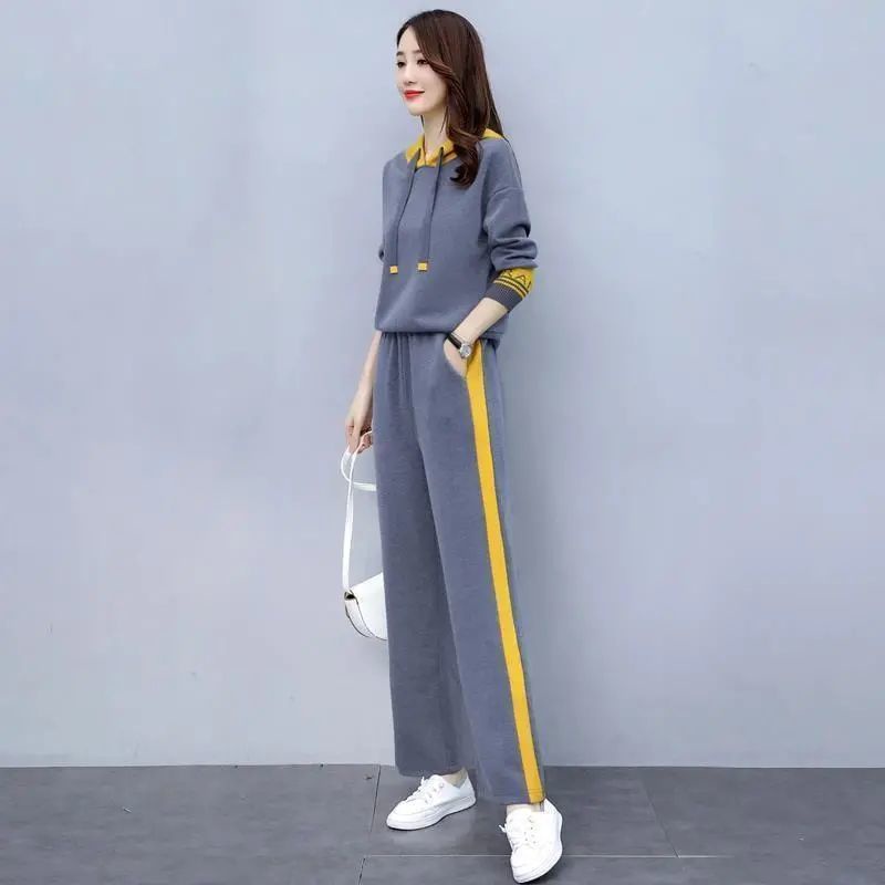 Bộ Đồ Thể Thao Dài Tay Có Mũ Trùm Dáng Rộng Thời Trang Mùa Thu Đông Dành Cho Nữ