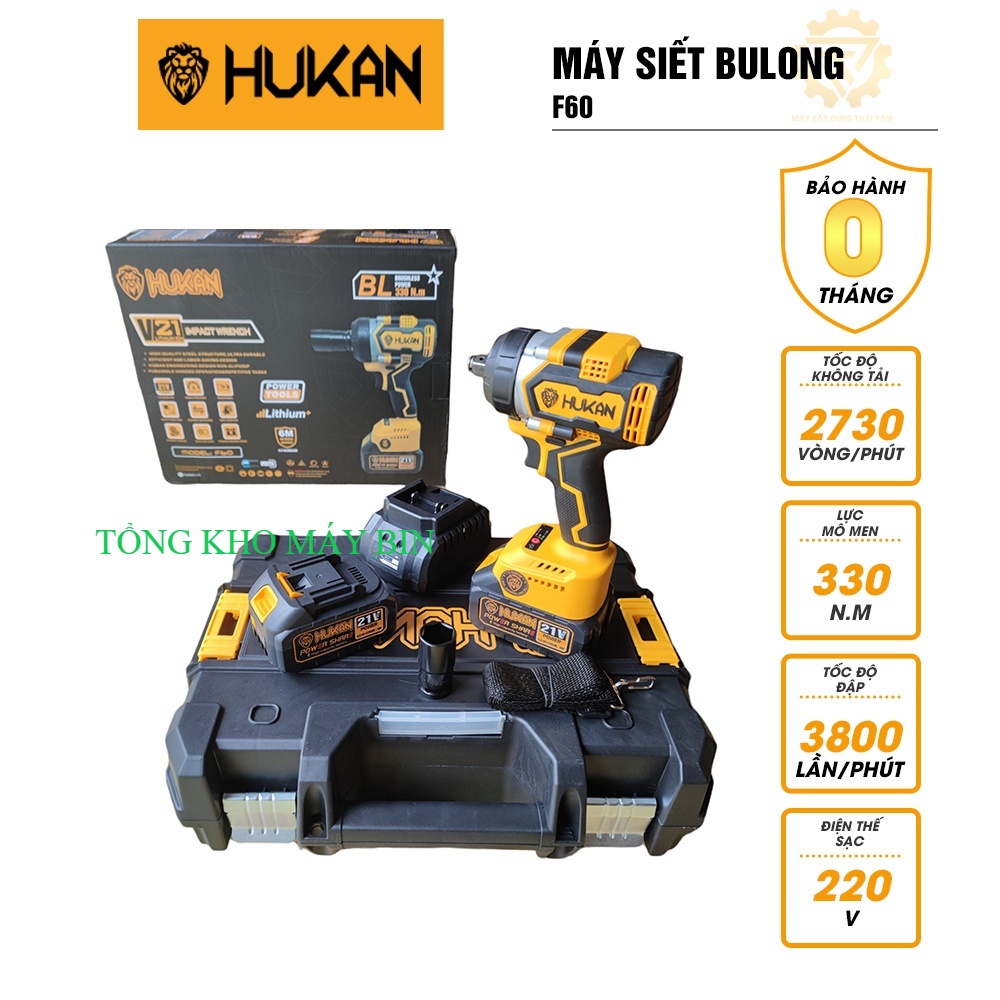 Máy siết bulong HUKAN F60 lực siết 330NM / Siết bulong Hukan bảo hành chính hãng TỔNG KHO