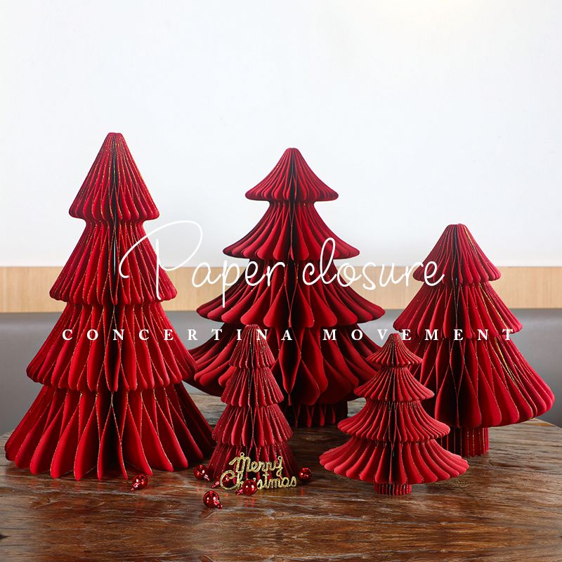 Paper Christmas tree ornaments Christmas pendants shopping mall window holiday background decorations gold powder high-end paper art
