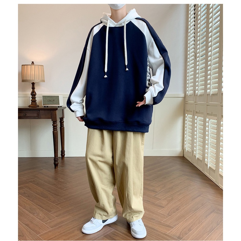 Đen Áo Hoodie Dáng Rộng In Họa Tiết Cá Tính Theo Phong Cách Mùa Thu Dành Cho Nam
