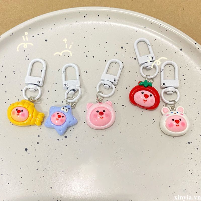 🌺🌺Loopy girl heart mặt dây chuyền phim hoạt hình búp bê nhỏ dễ thương cá nhỏ cặp đôi túi đi học trang trí chìa khóa treo trang trí