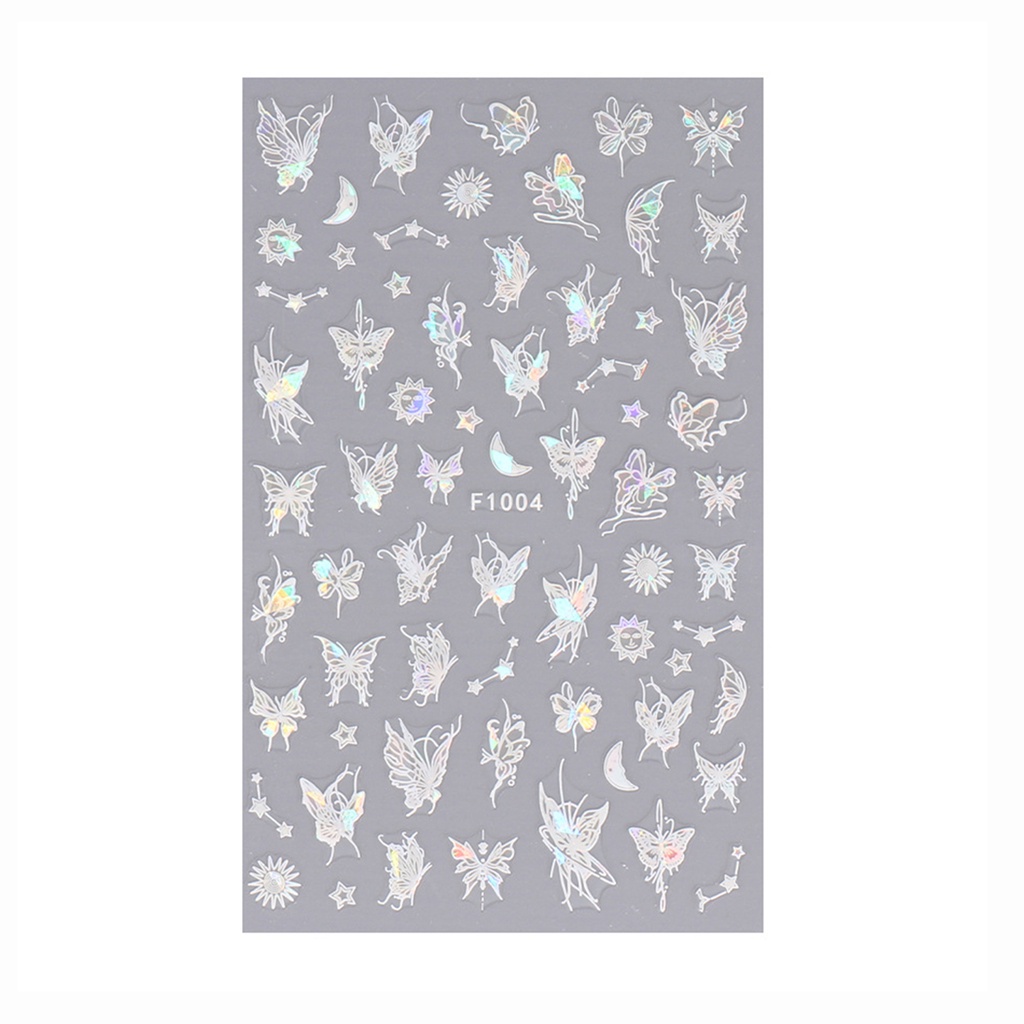 ♕ Nail Art Butterfly Nail Sticker Màu đen và trắng Laser lỏng hình con bướm cong Ngôi sao lấp lánh mịn Nhãn dán trang trí móng tay Công cụ làm móng tay cho cửa hàng làm móng NỘI THẤT