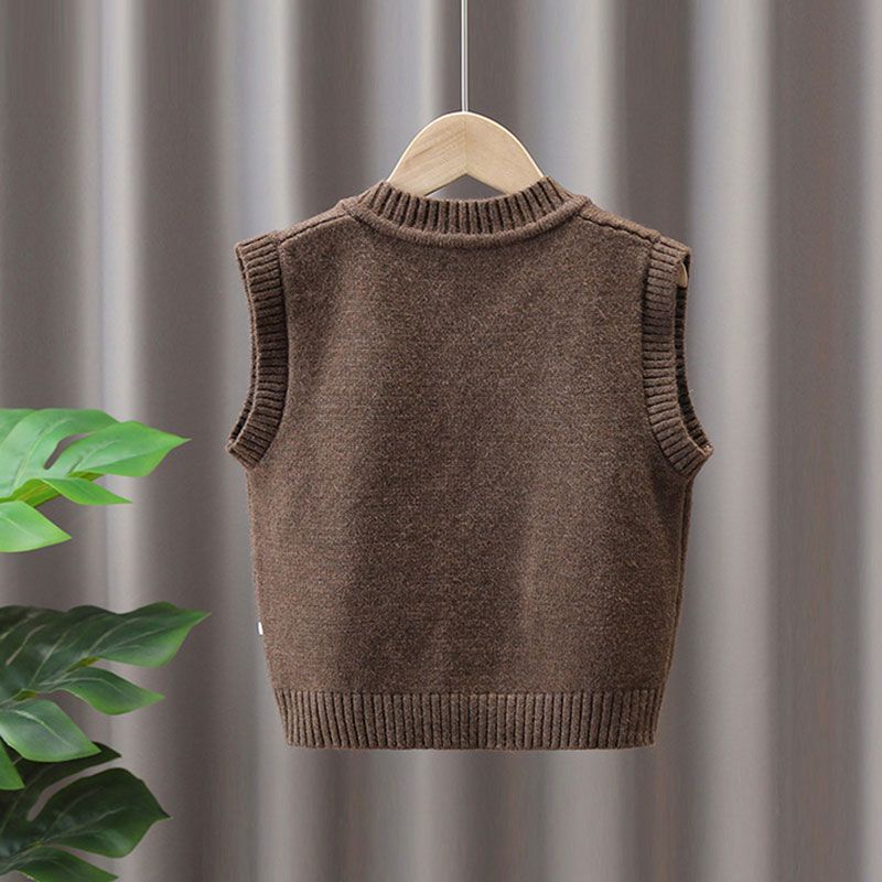 Áo sweater Dệt Kim Không Tay Thời Trang Xuân Thu Cho Bé Trai